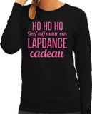 Bellatio Decorations Foute kersttrui/sweater voor dames - HoHoHo lapdance cadeau - zwart - glitter roze M