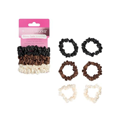 Brushworks Skinny Satijnen Scrunchies - 6 Pack