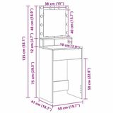 vidaXL Kaptafel Grijs Sonoma 50 x 41 x 135 cm Bewerkt hout