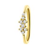 Lucardi - Dames Zilveren ring asymmetrisch zirkonia - Ring - 925 Zilver - Goudkleurig - 15.5 / 48 mm