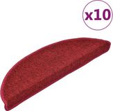 VidaXL Tapis d'escalier 10 pc 56 x 17 x 3 cm antidérapant rouge feutre - 100% pp