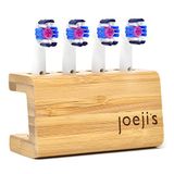 Joeji's Kitchen gebogen elektrische tandenborstelkophouder - vrijstaande bamboe opberghouder voor vier navulkoppen - verbeterde maat past nu Oral B en de meeste vervangende hoofdmaten