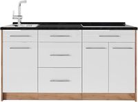 Vicco Keukenblok Fame-Line, Wit Hoogglans, 150 cm, WB Antraciet