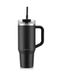 Bodum Black Beauty metalen reisbeker met rietje, handvat en deksel, vaatwasmachinebestendig, voor koude dranken en warme koffie, 1,2 liter