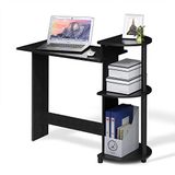 Furinno Compact computerbureau met 3 legplanken, hout, Americano/zwart, 39,62 x 99,06 x 85,34 cm