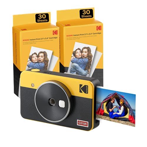 Kodak Mini-Shot 2 retro camera en draagbare fotoprinter (Camera + 68 Vel, Geel)
