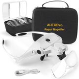 Loupe avec bandeau et lumière, avec 5 lentilles (1,0X–3,5X), rechargeable, sac inclus
