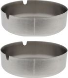 Cosy&Trendy Billiet - Vanlaere Set van 2x stuks asbakken 10 cm Rvs - Voor binnen en buiten gebruik