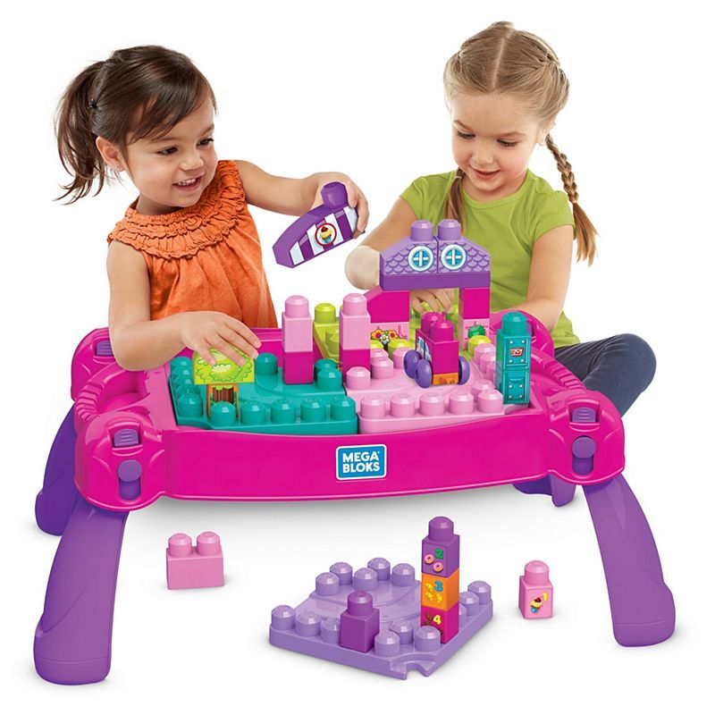 Mattel Mega Bloks Bouw en Leer Speeltafel Roze - Bouwset - 30 Onderdelen