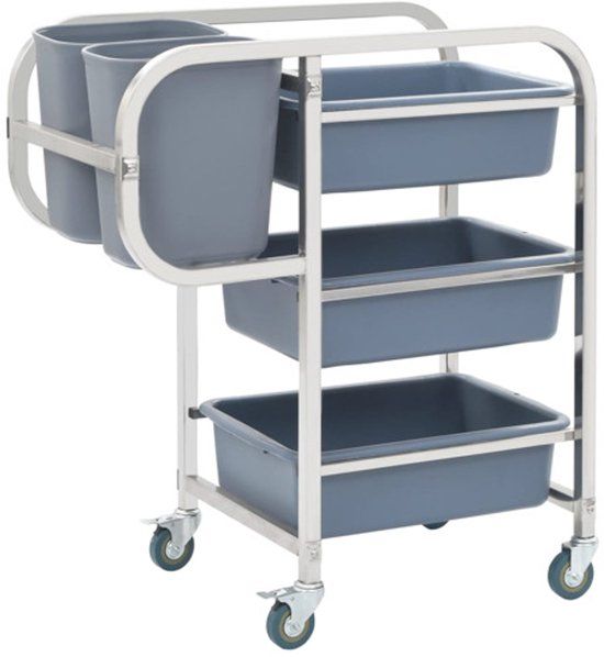 vidaXL Keukenwagen - Metaal - Zilver - 82x43,5x93 cm