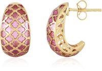 Cavill - Zilveren Oorbellen - 925 Sterling Zilver Verguld - Roze Emaille 17 mm
