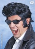 Finidi Elvis pruik Rock 'n roll Zwart Krullen Halflang Mannen Kunststof