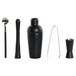 Set de cocktails - 5 pièces - noir - acier inoxydable - 500 ml