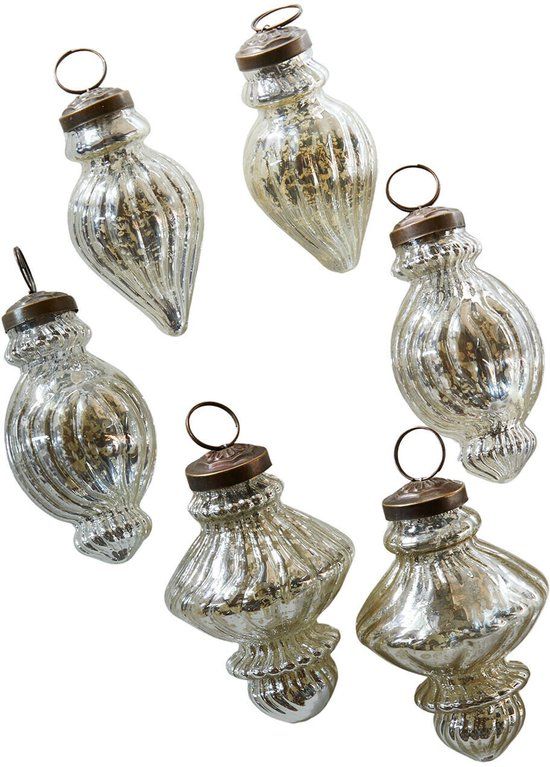 LOBERON Kerstbal set van 6 Everelles zilverkleurig