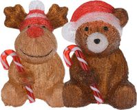 Christmas Decoration Kerstverlichting figuren - set 2x st - rendier - beer - 24 cm - LED