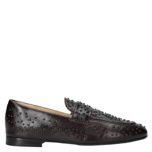 Babouche Sia-105 leren loafers met studs - donkerbruin