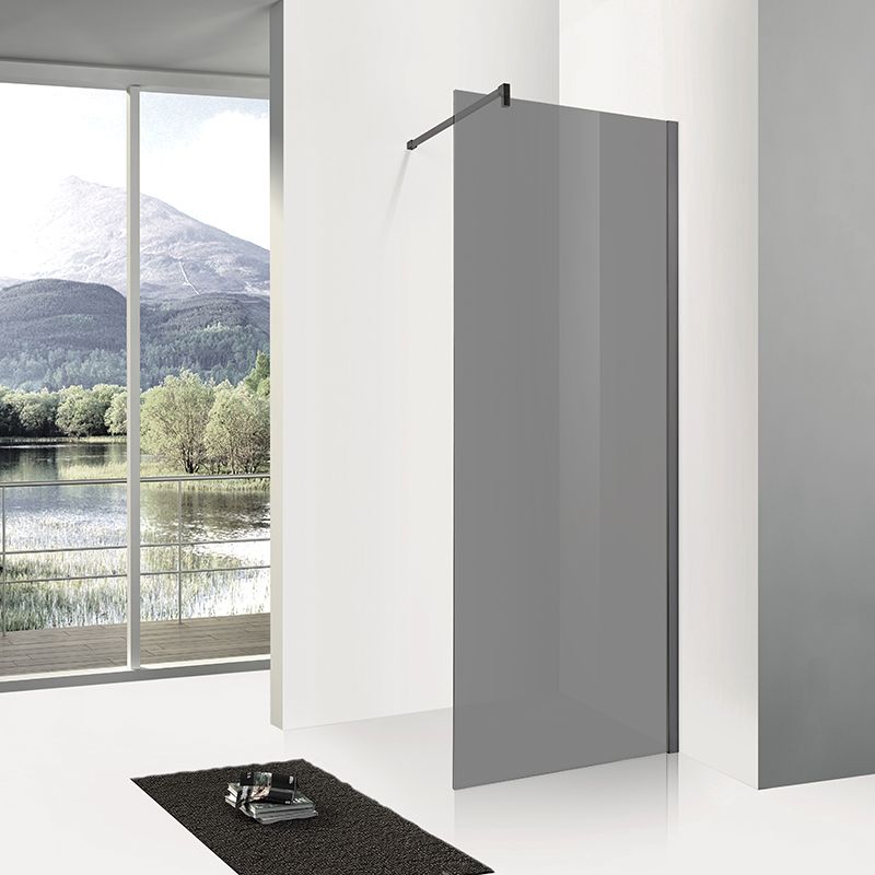 Badkamerplanet Douchewand Rookglas Easy Clean Anti Kalk 80x200 cm Gun Metal