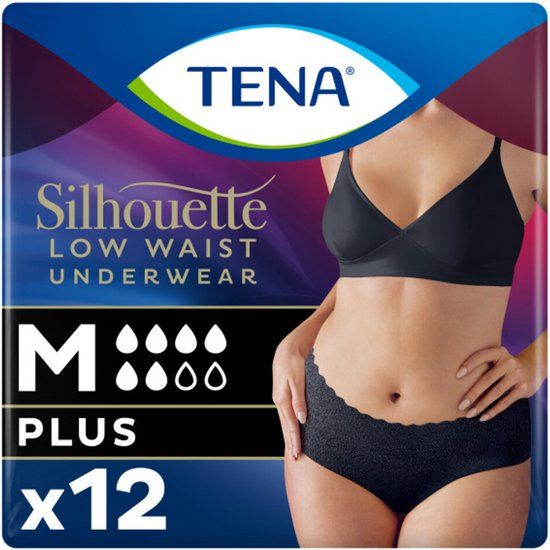 Tena Silhouette Plus Noir Lage taille Medium - 1 pak van 12 stuks