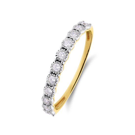 Lucardi Dames 14 karaat geelgouden ring met diamant 0.15ct