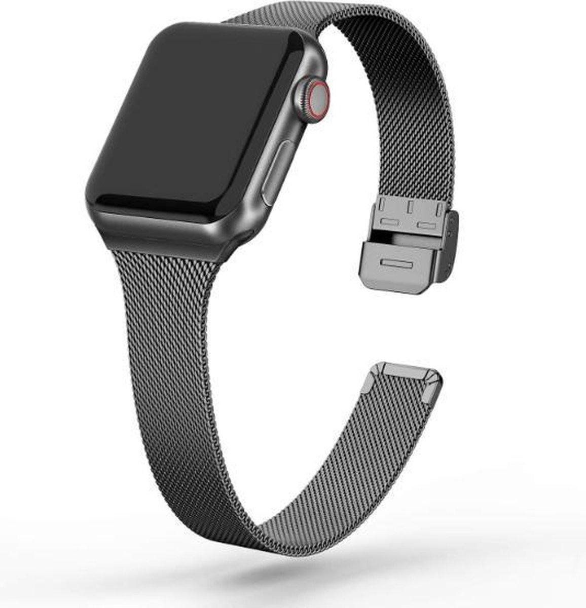 By Qubix Qubix Compatible Apple Watch Band - Milanese Slim Fit - Black - 38/40/41mm