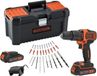 BLACK+DECKER Accuboormachine met slagfunctie, 18V, BDCHD18C2TA-QW, 2 accu's, 30 accessoires