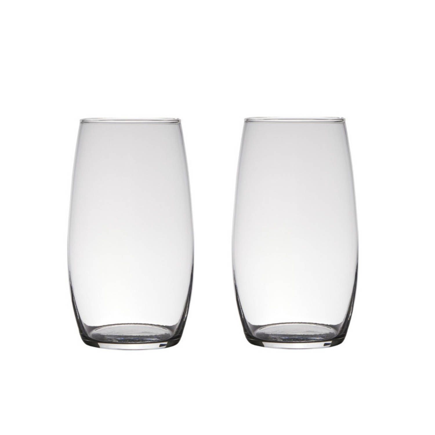 Set van 2x Home-Basics Vaas - Glas - 25 x 14 cm - Transparant