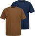 JP 1880 Heren T-shirts basic set van 2 ronde hals Mokkabruin Maat 4XL