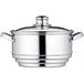 KitchenCraft Universele stoompan met deksel, universele stomer met glazen deksel, past op bijna elke pan en kookpan, zilver roestvrij staal, diameter 16, 18 en 20 cm