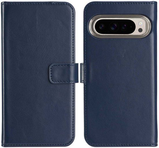 Selencia Echt Leren Bookcase voor de Google Pixel 9 / 9 Pro - Blauw