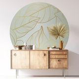 Botanique Sticker Mural Rond / Cercle - Motif Botanique - Diamètre 120 cm - Adhésif mat