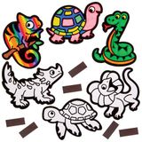 Baker Ross FN196 Reptielen Fuzzy Art Magneten - Set van 15, Kleurplaten voor kinderen