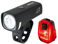 Sigma Aura 40 / Hiro 10 Set Fietsverlichtingsset LED-lamp werkt op batterij werkt op een accu Zwart