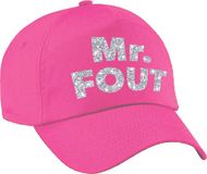 Bellatio Decorations Mr. FOUT pet / cap roze met zilver bedrukking heren - Foute party cap