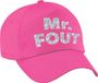 Bellatio Decorations Mr. FOUT pet / cap roze met zilver bedrukking heren - Foute party cap