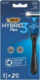 BIC Hybrid 3 Flex Refillable Men's Razor Kit 3-Blade Refills