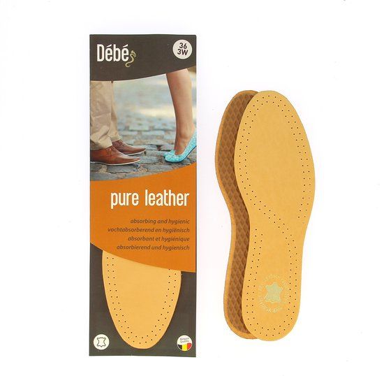 DEBE Pure leather - Lederen inlegzolen - Maat 46 - Unisex