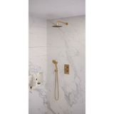 Brauer Brauer Gold Edition regendoucheset gebogen muurbuis en ronde handdouche 3-weg Ø20cm goud