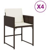 VidaXL Fauteuils de jardin 4 pièces avec coussins poly rotin marron