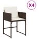 VidaXL Fauteuils de jardin 4 pièces avec coussins poly rotin marron