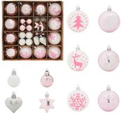 vidaXL Set de boules de Noël 40 pièces blanc et rose Ø 6 cm plastique