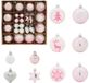 vidaXL Set de boules de Noël 40 pièces blanc et rose Ø 6 cm plastique