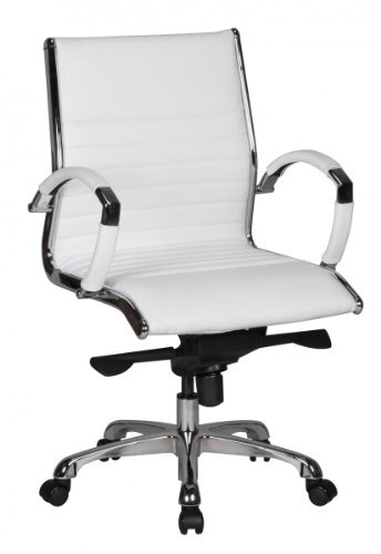 Amstyle Salzburg 2 bekleding echt leer design bureaustoel X-XL 120 kg managersstoel in hoogte verstelbaar draaistoel ergonomisch met armleuningen bekleding lage rugleuning kantelfunctie laag wit