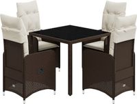 vidaXL 5-delige Bistroset met kussens, polyrattan, bruin