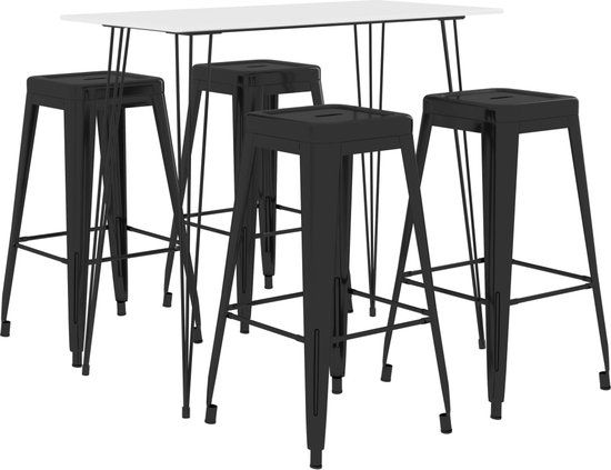 vidaXL 5-delige Barset wit en zwart