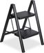 Merkloos Vouwladder met 2 treden - Antislip - Zwart