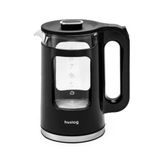 Huslog Elektrische Waterkoker 1,7L, 2200W, Glas dubbelwandig van borosilicaat & RVS, Snelkookfunctie, Waterpeilindicator, Droogkookbeveiliging, Draadloze 360°-basis, Automatische uitschakeling, Zwart