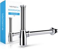 Bächlein Bekersifon Universeel voor Wastafel & Wasbak - Messing, Chroom - Met Reinigingsopening