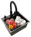 Évier de cuisine en acier inoxydable avec robinet, noir