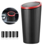 Poubelle de voiture - Avec couvercle - 85 x 85 x 163 mm - ABS et PP - 5 rouleaux de sacs poubelles