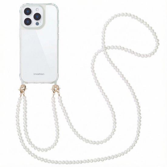 imoshion Hoesje - Geschikt voor Apple iPhone 16 Pro Max - Backcover met koord + armband - Parels 2.0 - Parels